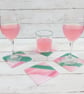 Individually Made Pink and Green Fused Glass Coasters - Set of 2 - Image 3