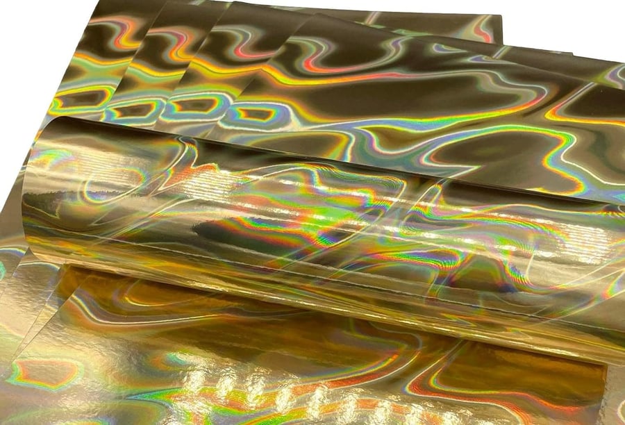 5 Sheets GOLD A4 Premium Holographic Lava Effect Card Single Sided 220gsm 80lb C
