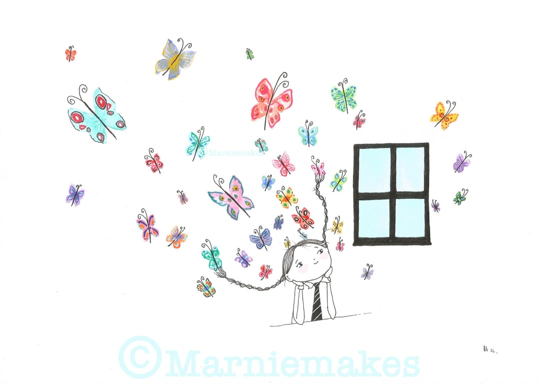 A Butterfly Mind- a4 Unframed Original Illustration.
