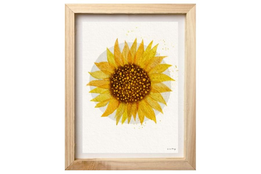 16" x 12" fine art giclee print - watercolour sunflower illustration 