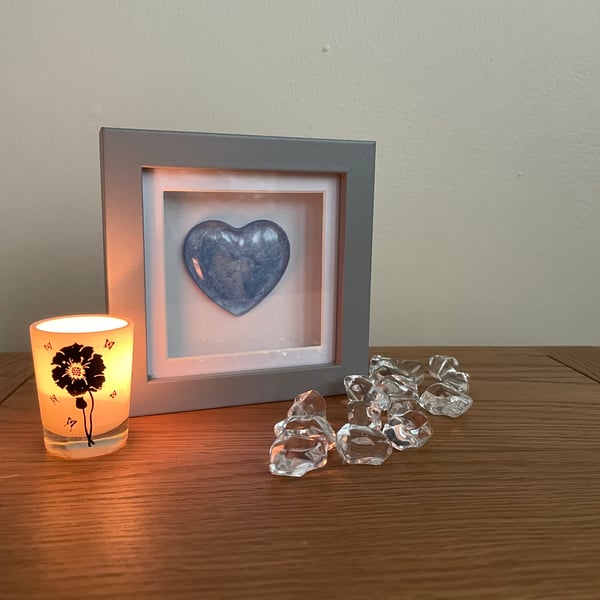 Blue love heart set in grey frame