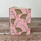 Hand bound A6 Coptic Stitch Journal with a Ginkgo Leaves theme