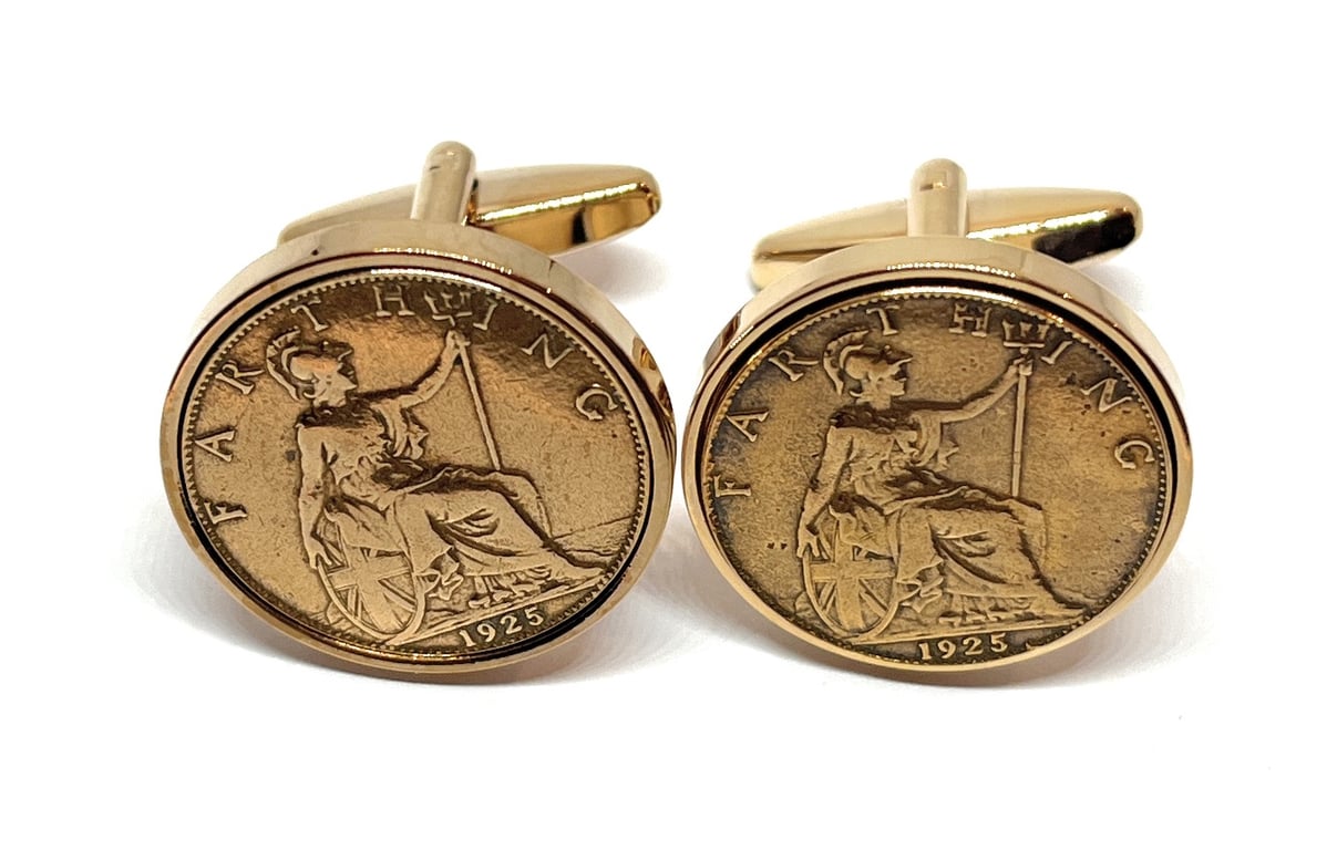 102nd Birthday 1924 Farthing Coin Cufflinks - 1924 for a 102nd birthday  