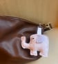 Nellie the Elephant - Upcycled Bag Charm - Pink & Purple with Silver Clasp Hook - Image 4