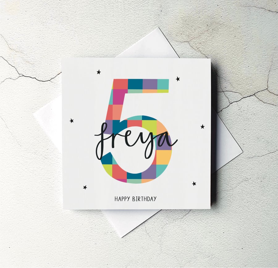 Personalised 5th Birthday Card, Children's Age Card
