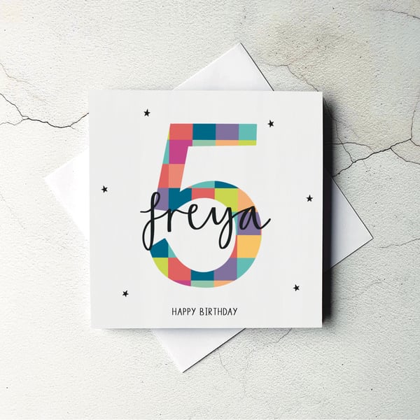 Personalised 5th Birthday Card, Children's Age Card