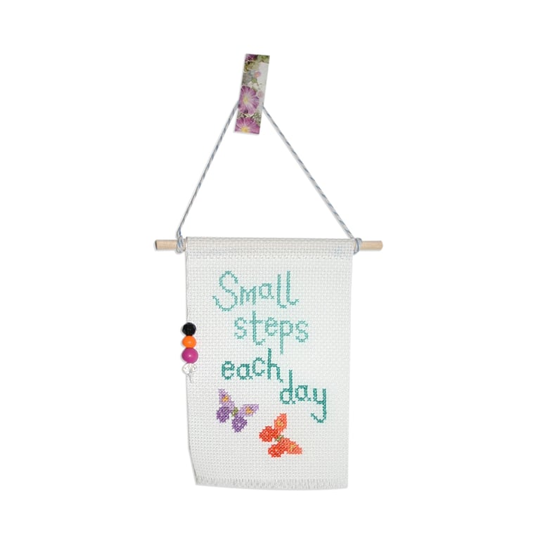 Small steps cross stitch banner kit