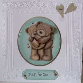 Hugging Teddies Romantic Valentines Card