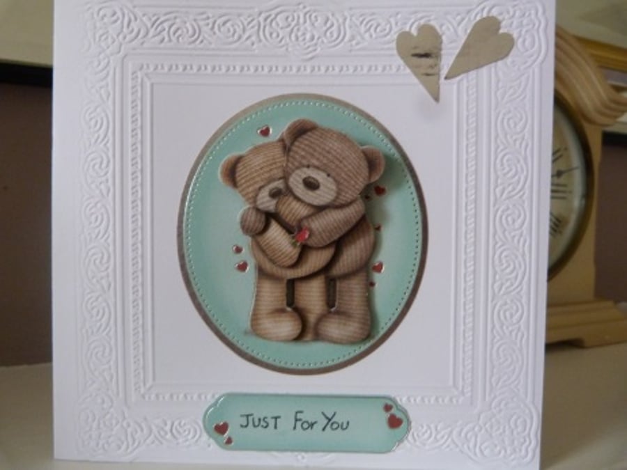 Hugging Teddies Romantic Valentines Card