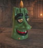 Spooky Green Fake Candle Character Hand Sculpted Air Dry Clay Ornament - Image 1