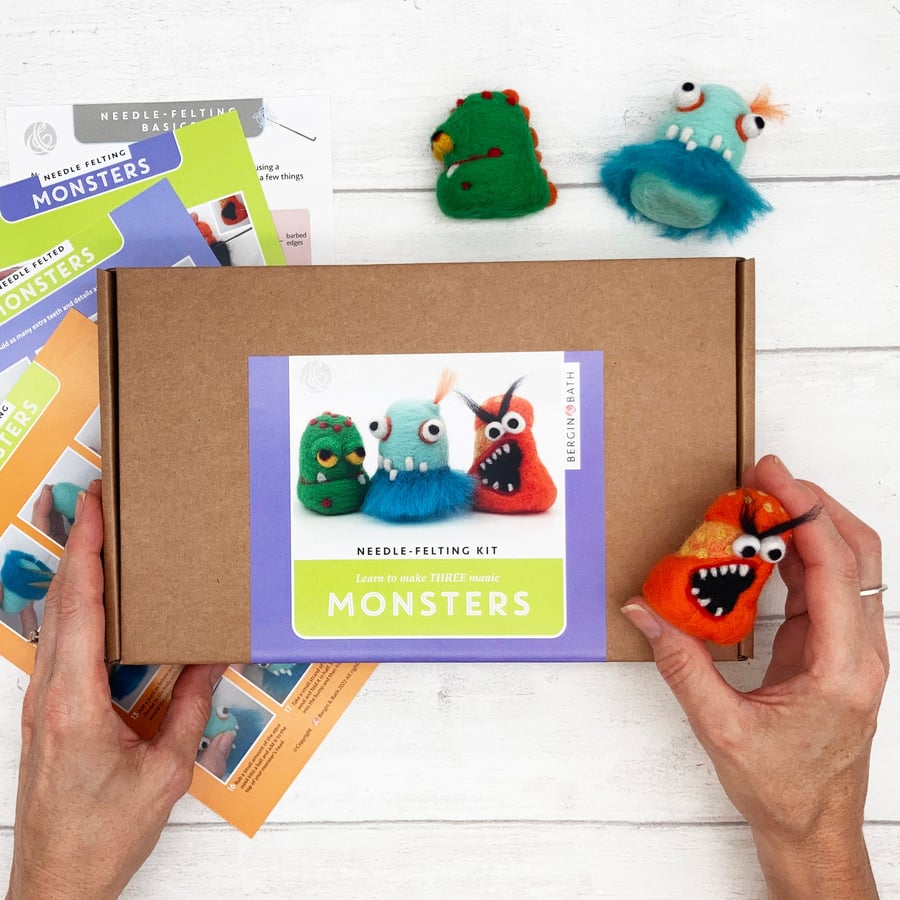 Needle- Felting Kit - Monsters. Learn how to make THREE cute creatures