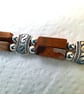 Handmade Beaded Leather Picasso Jasper Gate Bracelet  - Image 7