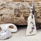 Sterling Silver Sea Pottery Floral Necklace – Purple Flower