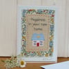 Hand-stitched new home card to brighten up a busy day of un-packing!