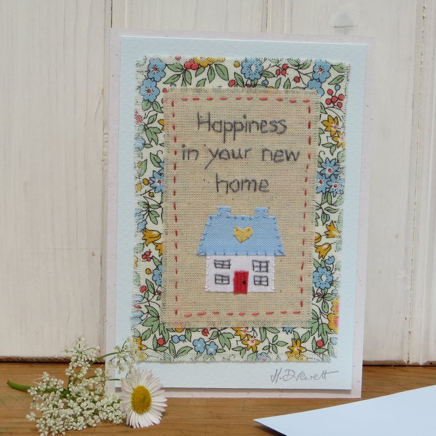 Hand-stitched new home card to brighten up a busy day of un-packing!