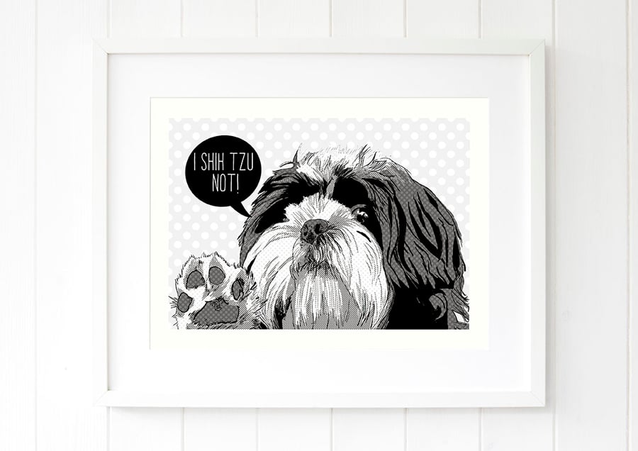 I Shih Tzu not print - Shihtzu illustration - Funny dog pop art  - UK dog art