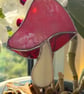 Stained glass staked mushroom - Irridescent red