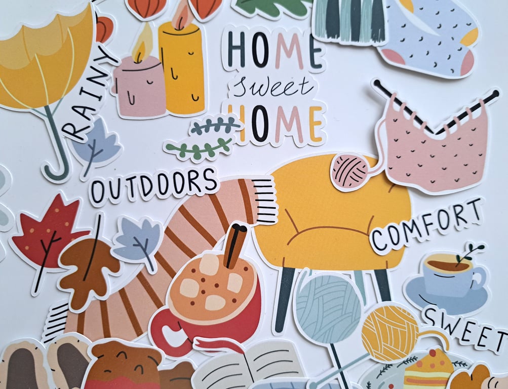 Autumn die cuts, card topper embellishments, autumn hobbies