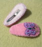 Pair of Pink and Blue Felt Butterfly Handmade Hair Clips - Image 2