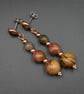  Picasso jasper and copper gemstone handmade drop earrings , Pisces jewelry - Image 3