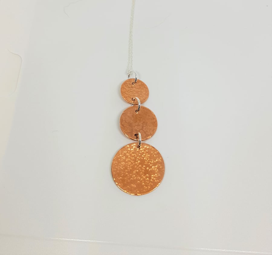 Textured Copper Disc Trio Pendant