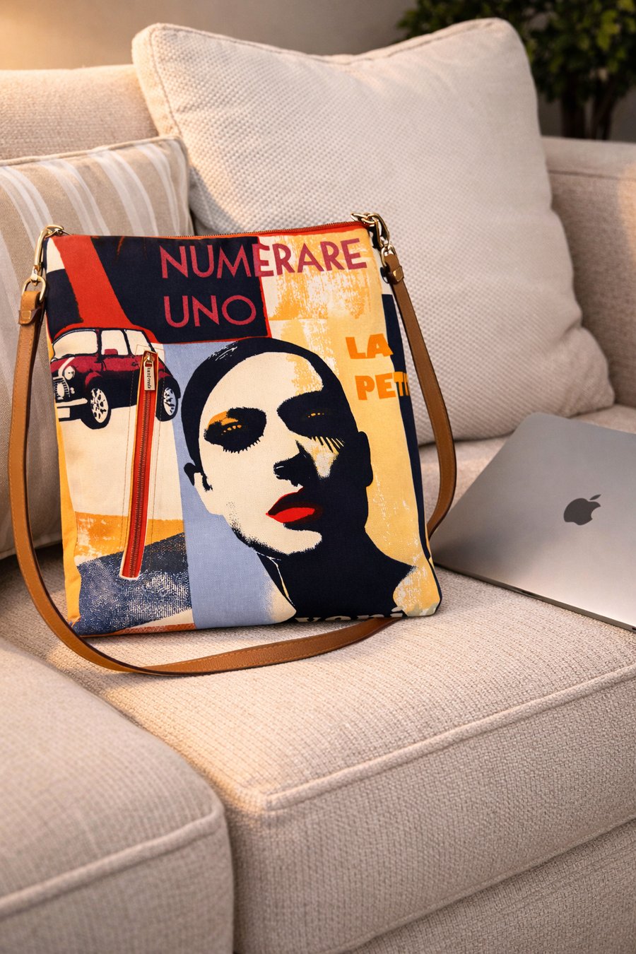 Large Cotton Canvas Adjustable Crossbody Bag