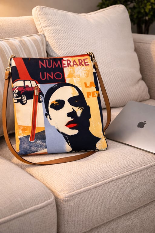 Large Cotton Canvas Adjustable Crossbody Bag