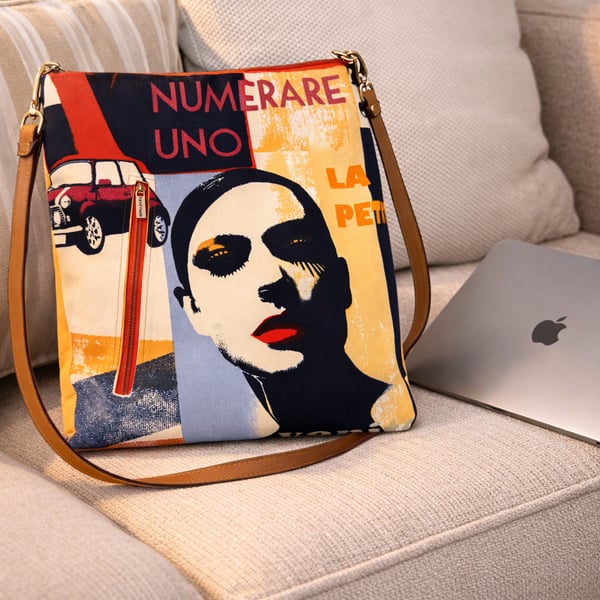 Large Cotton Canvas Adjustable Crossbody Bag