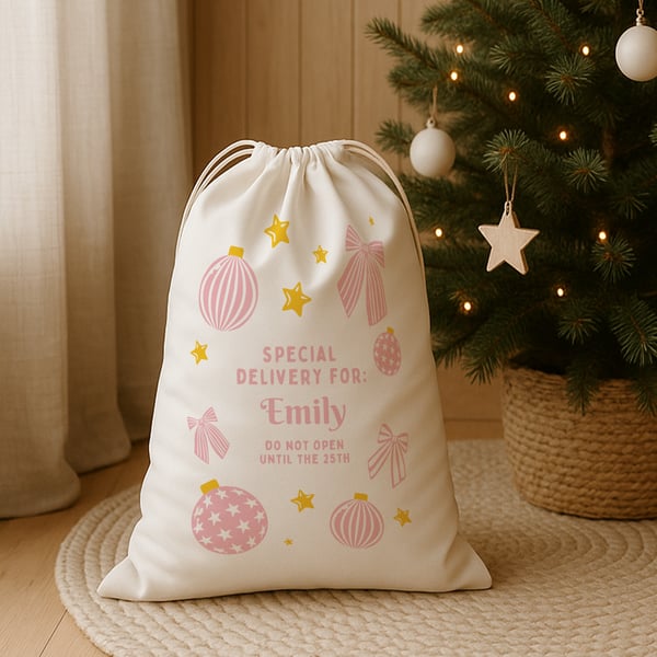 Personalised Christmas Santa Sack – Special Delivery Gift Bag for Girls