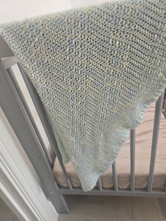 Handmade Crochet Baby Blanket – Soft Blue New Baby Gift