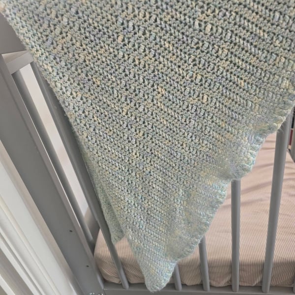 Handmade Crochet Baby Blanket – Soft Blue New Baby Gift
