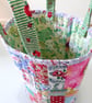 Cotton Patchwork Quilt Bucket Bag, Fabric Basket, Project Bag - Image 6