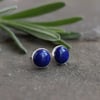 Lapis Lazuli Blue Gemstone Stud Earrings - Sterling Silver Stud Jewellery