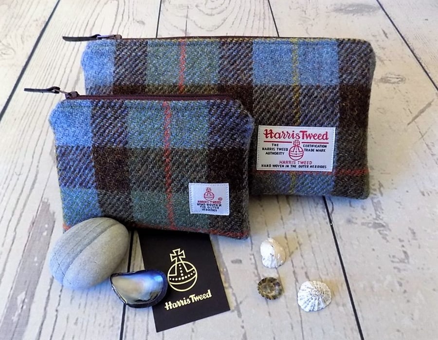 Harris Tweed gift set. Clutch and coin purse in Macleod clan tartan