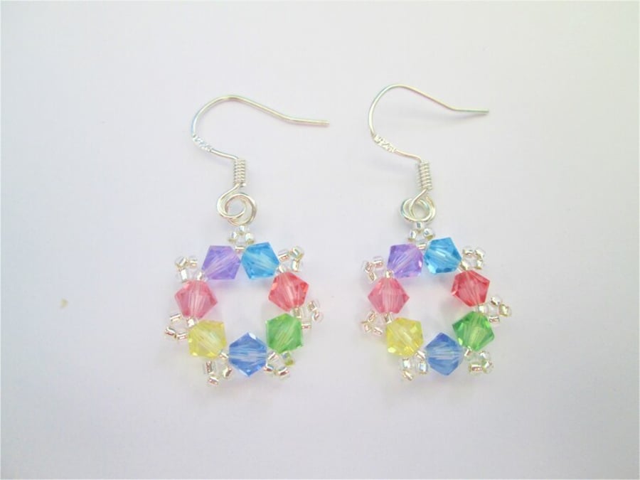 Small pastel rainbow Swarovski crystal beaded d Folksy
