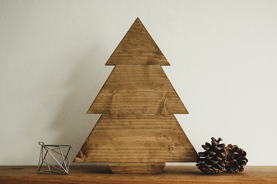 Handmade Wooden Xmas Tree, Antique Oak Stain, Scandi Style, Free Standing