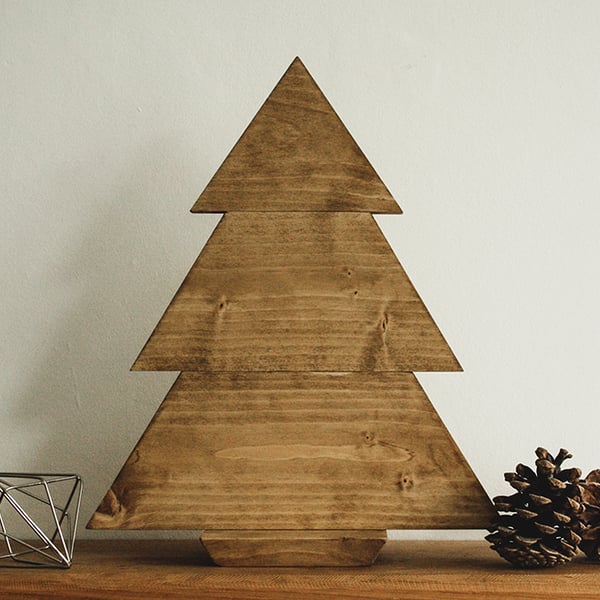 Handmade Wooden Xmas Tree, Antique Oak Stain, Scandi Style, Free Standing