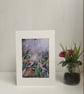 Mounted Whimsical Hares Rabbits under Full Moon Watercolour Print - Image 4