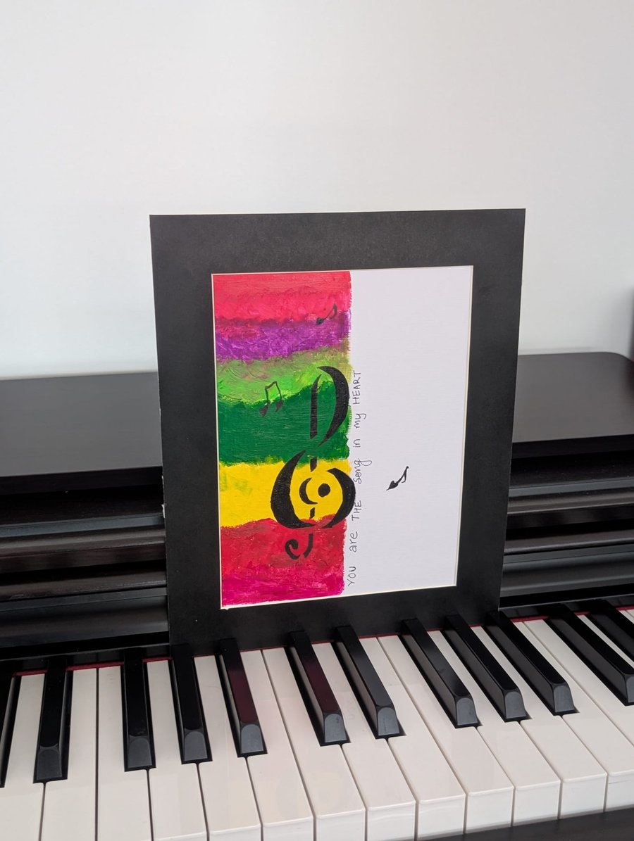 Beautiful handmade painted artwork presented in frame with backboard.