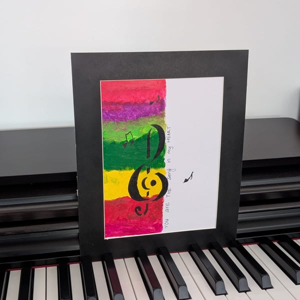 Beautiful handmade painted artwork presented in frame with backboard.