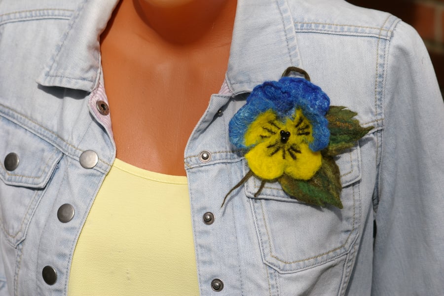 Handmade felted wool brooch