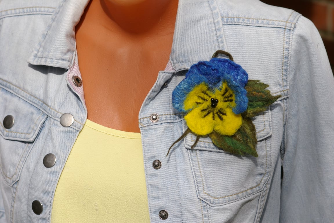 Handmade felted wool brooch