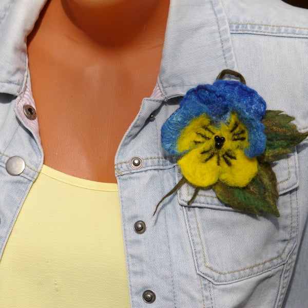 Handmade felted wool brooch