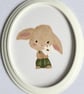 Hand-Painted Bunny Wall Art, Framed Oval Acrylic Rabbit Painting Nursery Decor - Image 2