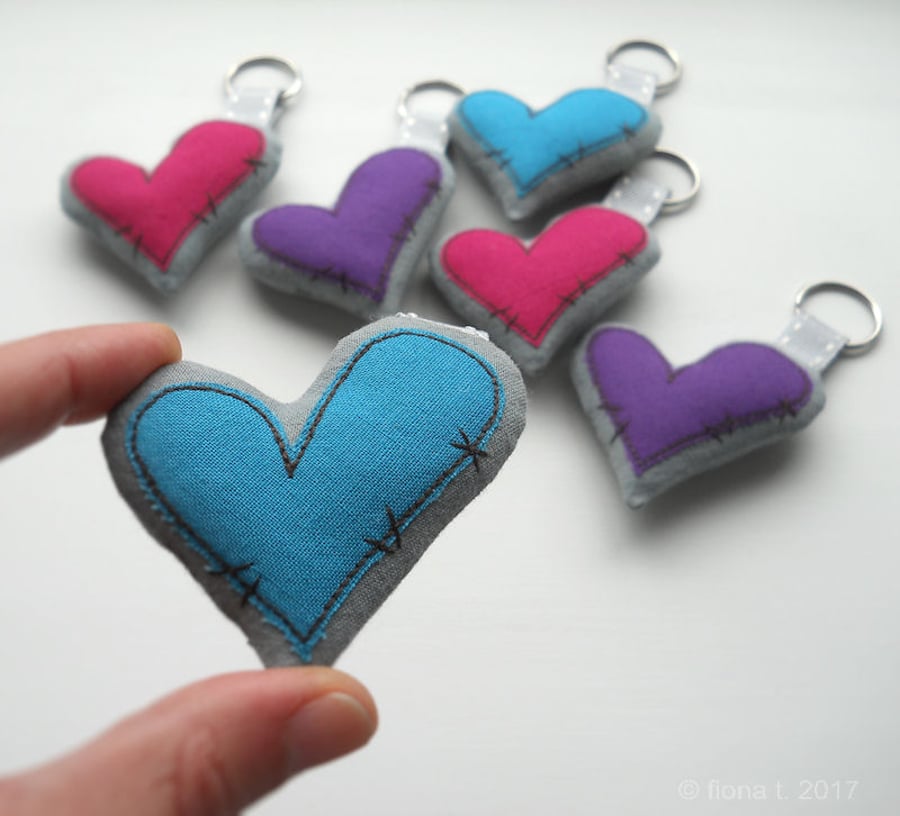 embroidered zombie heart keyrings