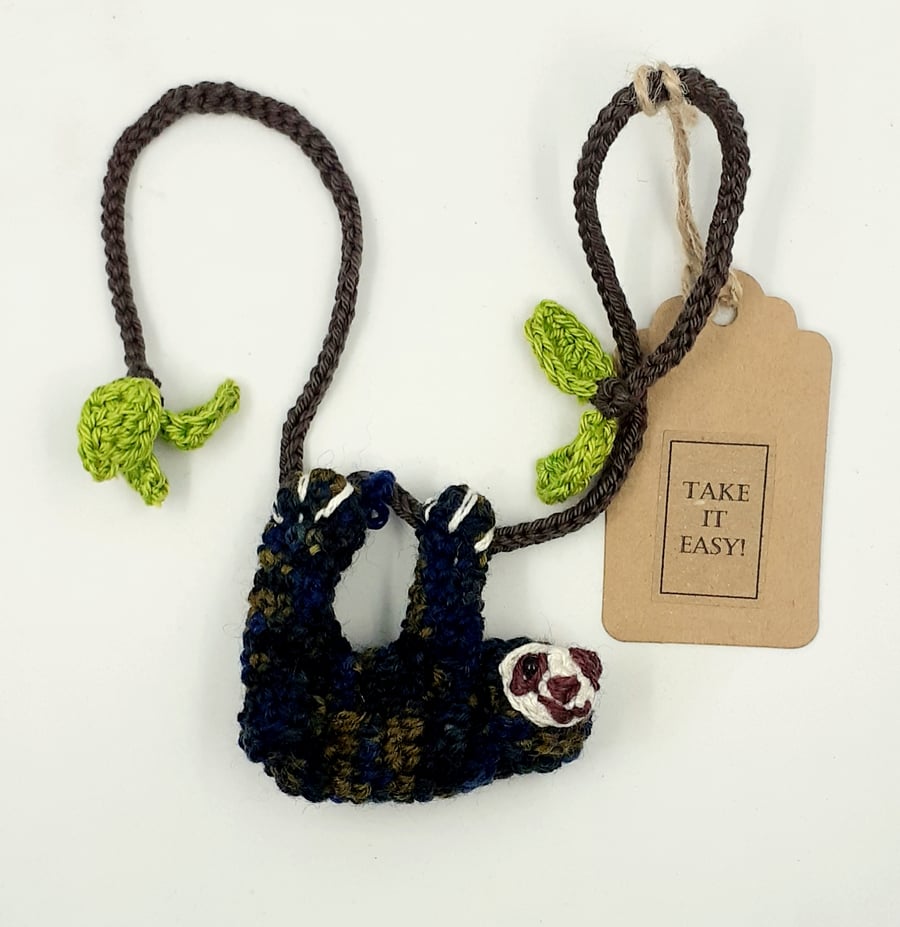 Crochet Mossy Sloth Decoration 