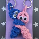 Sparkly Blue And Pink Crochet Friendship Bug Keyrings