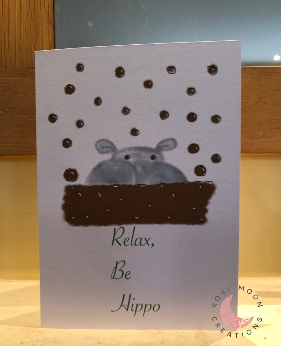 Relax, Be Hippo Blank Card