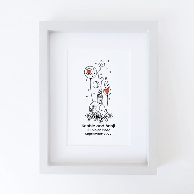 Midnight In The Forest, personalised house illustration, Giclee print