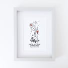 Midnight In The Forest, personalised house illustration, Giclee print